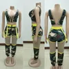 HAOYUAN Ensemble deux pièces camouflage Tenues d'été pour femmes Festival Haut court et pantalon de jogging Sexy 2 pièces Tenues de club Ensembles assortis