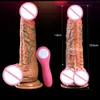 Nova pele sentindo pênis realista aquecimento telescópico enorme grande vibrador vibrador adulto brinquedos sexuais para mulher feminino masturbação galo y1912733762