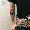 LC-811/pegatina de tatuaje grande, manga de brazo falsa de Halloween, diseños de calavera de terror, tatuaje temporal para brazo de hombre.