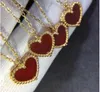 Collana con cuore rosso in acciaio al titanio da donna Collana con pendente in agata in oro rosa placcato 18 carati