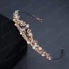 Vintage Rose Gold Color Rhinestone Crown Water Drop Shape Tiara Luxe Handgemaakte Vrouwen Hoofdband Bruid Haaraccessoires