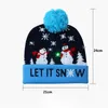 LED 눈사람 크리스마스 트리 니트 캡 파티 모자 여성 아이들 따뜻한 머리 공 빛 힙합 비니 모자 6 색 wx9-1773