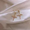 KOFSAC Fashion 925 Silver Stud Earrings For Women Jewelry New Shining Crystal Cross Gold Earrings Lady Anniversary Accessories