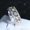 YHAMNI 100% macizo auténtico 925 anillos de plata para mujer pequeño CZ envolvente moda joyería de circón dorado anillos de boda enteros RA0148278J
