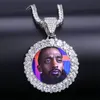 Collier pendentif solide avec médaillons de mémoire de photo personnalisés avec chaîne de tennis de 4 mm Bijoux Hip Hop Chaînes de zircon cubique personnalisées Cadeau