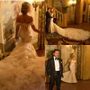 Splendidi abiti da sposa a sirena con strascico cattedrale e spalle scoperte Abito da sposa con applicazioni di pizzo arabo Abiti da sposa robe de mari￩e