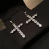 Klasyczna biżuteria modowa 925 Sterling Srebrna pełna okrągła cut White Topaz CZ Diamond Lucky Cross Cross Netclac298g