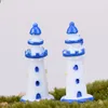 Mini résine BlueBedered White Lighthouse 2pcs Fairy Garden Mini Moss Terrarium Decor Crafts Bonsai Home Decor9396971