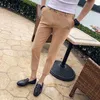 2020 negócios casual vestido calças dos homens tornozelo comprimento cor sólida magro terno panelas marca formal streetwear calças pantalon homme232a