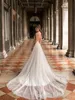 New Design A Line Wedding Dresses with Detachable Train High Neck Beaded Lace Appliqued Backless Beach Bridal Gowns Vestidos Custom Made