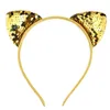 12pcs Glitter Sequins Cat Ear Girl Hairband Headband Hair Hoop For Girls Women Cat Ear Hair Bands Halloween Headdress Gifts