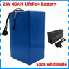 5ピース卸売1000W LiFePO4 24V電動バイク電池パック24V 40Ah LiFePO4電池電動三輪車漁船ヨット50A BMS 5A CH