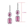 Wholesale- modern CZ diamond stud earrings luxury designer jewelry silver plated pink elegant ladies earrings with box birthday gift