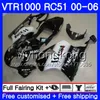 Комплект Black West Top для HONDA VTR1000 RC51 SP1 SP2 00 01 02 03 04 05 06 257HM.12 RTV1000 VTR 1000 2000 2001 2002 2003 2004 2005 2006 Обтекатель