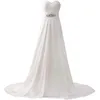 Romantiska Aline White Beach Wedding Dresses For Crystals Beaded Chiffon Wedding Dress Open Back Rabatt Brudklänningar Vestido2680656