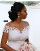 2020 Vestidos de Noiva Sexy Africano Sereia da Nigéria com Trem Destacável Renda Cheia Apliques Transparentes Vestidos de Noiva Fora do Ombro328m