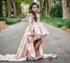2019 Cute Hi Lo Flower Girls Sukienki V Neck Dzieci Urodziny Princess Dresses 3D Aplikacje Wielopoziomowe suknie