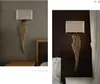 Lampy amerykańskie drewniane lampy ścienne w stylu salonu hotel sypialnia nocna tła światła ścienne tkanina