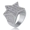 Heren Ringen Street Fashion Luxe 18K Vergulde Vijfpuntige Ster Vinger Ringen Hip Hop Zirkoon Ringen Jewelry2724