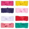 15431 Baby Bunny Ears Headband Kids Hair Band Solid Color Baby Elastic Head Band Knotted Bog Bow stripe Headwear 8 Colors