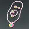 Fleur artificielle perles enfants filles boucles d'oreilles Bracelet collier bague ensemble de bijoux nouveau chaud