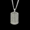 Fashion-Gold & Silver Bling Dog Tag Army Card Necklace Chain Full Iced Diamond Hip Hop Rapper Cuban Chains Jewelry Gift for Men and Women
