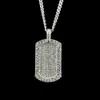 Fashion-Gold Silver Bling Dog Tag Armée Carte Collier Chaîne Plein Glacé Diamant Hip Hop Rappeur Cubain Chaînes Bijoux Cadeau pour Hommes et Femmes