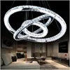 Contemporain Chrome DIY LED K9 Lustre En Cristal Lumière Moderne 3/4 Anneaux Suspension Dimmable Avec Télécommande 90-260 V Décoration de La Maison