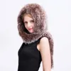 Ms.minshu drop frete Genuine Fox Cap de pele com lenço mão de malha raposa real pele xaile chapéu moda inverno chapéu fofo