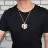 Ciondolo collana con medaglioni a cuore con foto su misura con catena a corda da 3 mm Gioielli hip-hop da uomo in argento con zirconi cubici color oro