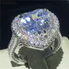 Vecalon Vintage Heart Promise ring Стерлингового Серебра 925 пробы 5A Cz Обручальные кольца для женщин Свадебные украшения на палец