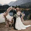 Nieuwste Boheemse strand trouwjurken met lange mouw 2019 volledige kant twee stukken lage rug westerse land outdoor bruid bruidsjurk
