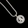 Circular Hand Necklaces & Pendant Gold Silver Color Bling Cubic Zircon Men's Women's Hip hop Jewelry With 4mm tennis chain