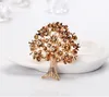 Vintage Big Life Tree Brooch Pins Luxury Rhinestone Gold Silver Plated Brooches Unisex for Men Women Red Gold Colors Fashion Jewerly