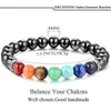 Armband mit 7 Chakra-Strängen, Heilung, Yoga, Stretch-Perlen, natürlicher Edelstein, Energiekristall, Achat, 8 mm, rundes Armband für Damen und Herren