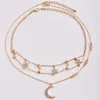 Crystal Star Moon Necklace Gold Choker Multilayer Necklaces Pendant Summer Fashion Jewelry for Women will and sandy