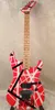 electric guitar Red, white and black color Alder body and maple neck striped Tremolo system guitar in stock free shipping