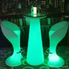 Hauteur 120cm sans fil imperméable manger manger debout led, 47 pouces up coloré LED haute lumière table de bar à cocktail rechargeable intérieur / extérieur