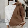 Frauen Neue Designer Kontrast Farbe Pullover Patchwork Gestrickte Häkeln Hohl-out Pullover Tops Mode Straße Weibliche Rollkragenpullover
