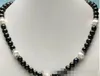 Skönhet 9-10mm South Sea Black White Pearl Necklace 18 "925Silver Gold