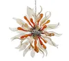 Round Flower Blown Glass Chandeliers Lamp, Colored Art Chandelier Murano for Villa Stair Office House Ceiling Decoration