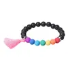 Natural Lava Stone Bracelet 8mm Yoga Beads Tassel Pendant Bangle Essential Oil Diffuser Bracelets Fashion Jewelry Gift Kimter-M193R F