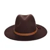 Moda-Güneş Şapka Kadın Erkek Fedora Şapka Klasik Geniş Ağız Keçe Floppy Cloche Cap Chapeau İmitasyon Yün Kapağı