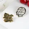 Overthink Emaille Pin Black Gold Brain Badge Broche Bag Kleding Revers Pin Simple Punk Excitation Sieraden Gift voor Vrienden