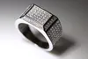 Full CZ Diamond äkta 925 Pure Sterling Silver Men Rings för manliga bröllopsengagemang Band Fina smycken Hela ring M0352012104