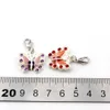 42Pcs Mix Enamel Rhinestone Butterfly Floating Lobster Clasps Charm Pendants For Jewelry Making Bracelet Necklace DIY Accessories 22X34mm b99