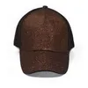 أزياء الترتر البيسبول الفلورسنت قبعة الخلفية افتتاح ذيل حصان البيسبول قبعة بريق شبكة قبعات