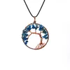 10Pcs Copper Wire Wrapped Tree of Wisdom Pendant Amethyst Aquamarine Rutilated Quartz Crystal Necklace Tumbled Gemstone Chips Chakra Jewelry