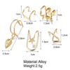 Amerikan Yeni Moda Bayan Basit Kulak Manşet Küpe Kişilik Çok Renkli Altın Gümüş Yaprak Dangle Charm Kulak Takı Kızlar Için 5 adet / grup