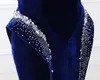Dubai Arabisch Elegant Royal Blue Long Mermaid Celebrity -jurken met kralen lovertjes Velours Red Carpet Jurk formeel avondfeest G8450262